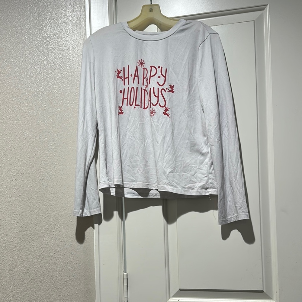 Red and White Cozy Holiday Pajama Top